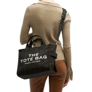 Marc Jacobs Black The Medium Everyday Minimalist Designer Canvas Tote Bag